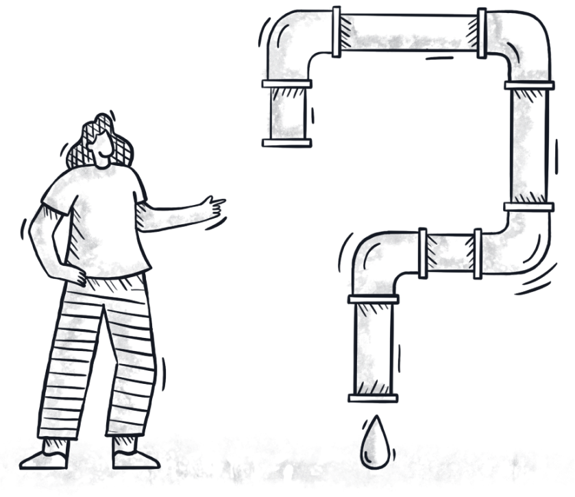 illustration of a woman in front of a question mark